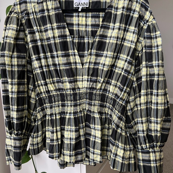 GANNI seersucker checked blouse - Picture 4 of 4